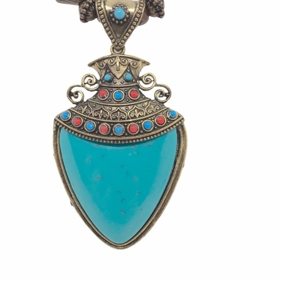 Summer Bohemian Statement Turquoise Wood Necklace - Picture 3 of 16